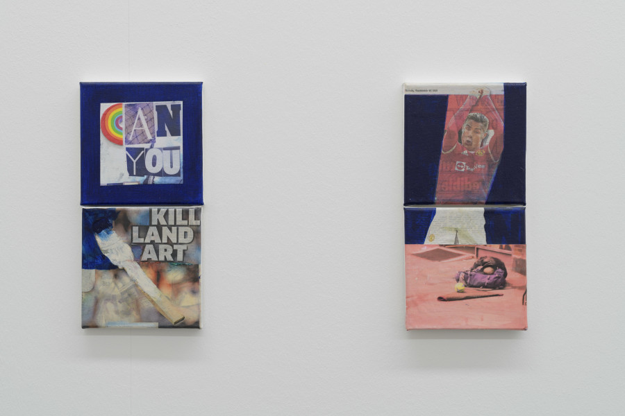 Ian Anüll, aus der Serie ohne Titel (London Blue), 2021, Mixed Media auf Leinwand, Courtesy the artist und Mai 36 Galerie, Zürich, Foto: Marc Latzel