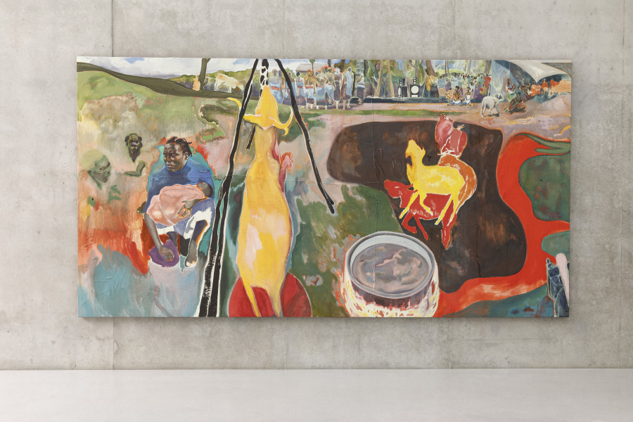Michael Armitage, Amongst the Living, 2022, Installation view third floor Kunsthaus Bregenz, 2023. Photo: Markus Tretter. Courtesy of the artist and The Museum of Contemporary Art, Los Angeles. © Michael Armitage, Kunsthaus Bregenz