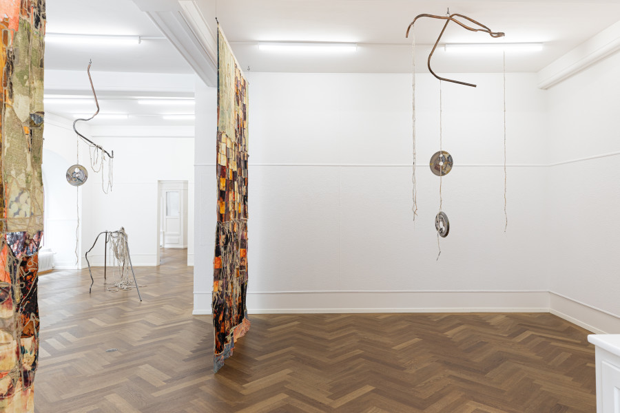 Installation view, THIS CHAPTER BEGINS TWICE, Ève-Gabriel Chabanon, KRONE COURONNE, 2025. Photo credit: Michal Schorro