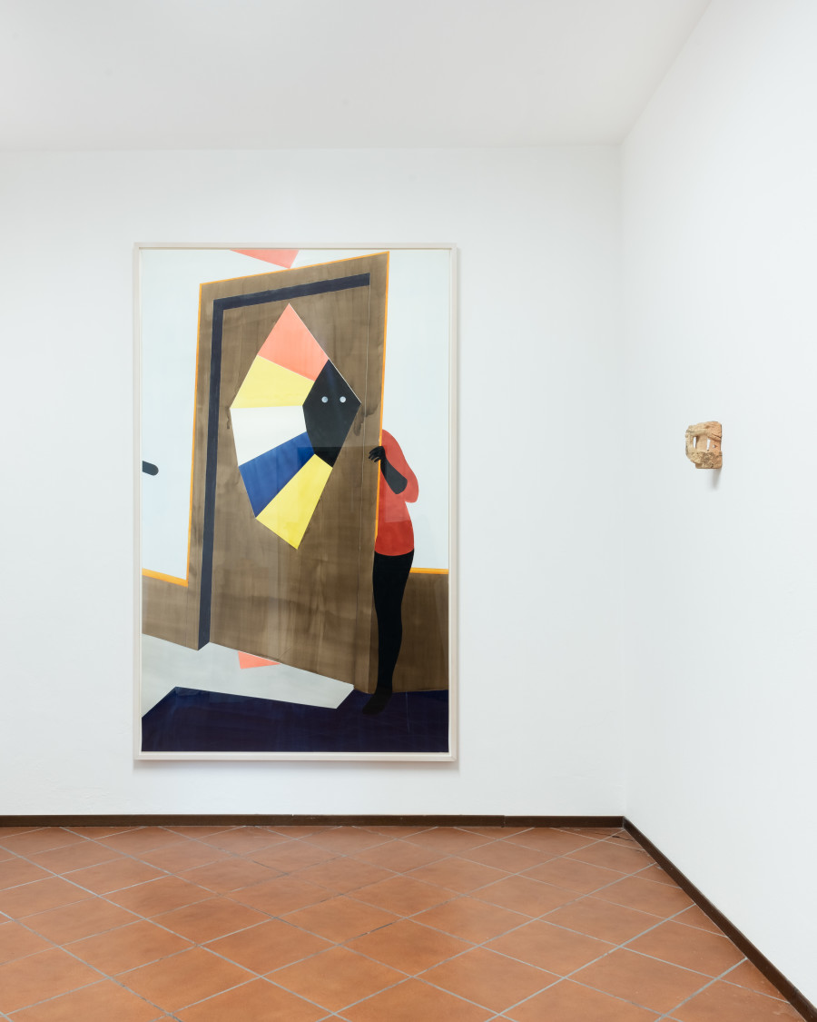 Eleonora Meier, I‘ll Miss Myself So Bad When I Die #1
, Acquarello e matita su carta, 220x140cm, 2019. Ugo Gattini, Lei mi affonderà!, Mattone, 11x16x15cm
, 2020.