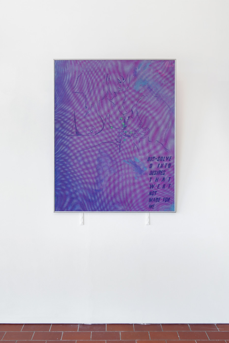 Exhibition view, Where we haven t been, 13 Vitrine, Lausanne, 2025. Matthieu Hemmer, Differant Love, 2025, 115 x 91 x 1,5 cm - acrylic polymer on Loewe canvas mounted on felted wood.