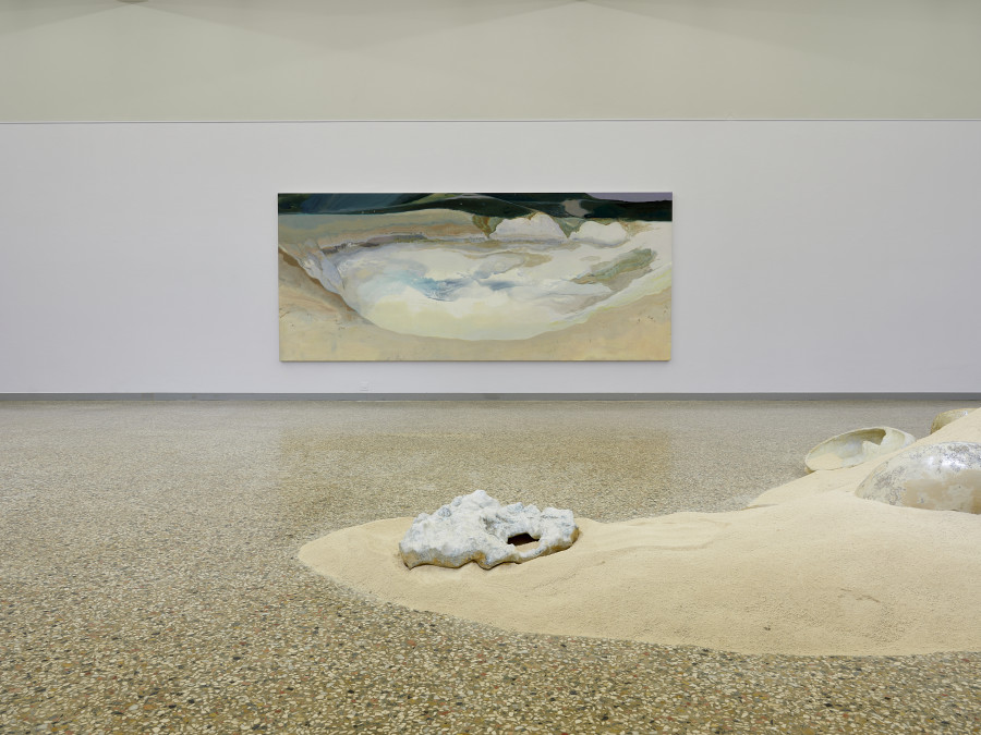 Ausstellungsansicht Dimitra Charamandas, Tides, Kunstmuseum Solothurn, 17.9.-31.12.23, Detail Auricufar wharfs und Cafdera, Heat, Foto: David Aebi
