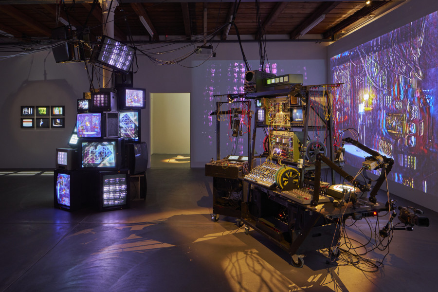 Exhibition view, [ a n y m a ] Michael Egger, Feedback Follies, Kunsthalle Friart Fribourg, 2024. Photo: Guillaume Python. Courtesy of the artist and Kunsthalle Friart Fribourg
