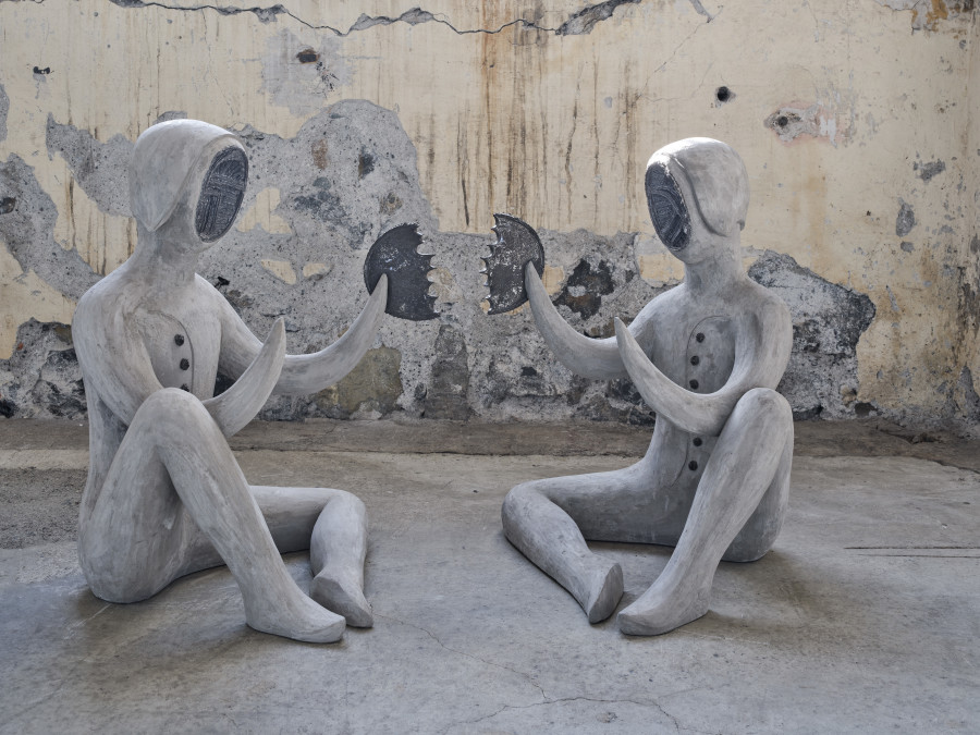 Anna Hulačová, 'Klučov Eaters' (2023), installation view 'Bucolica', Kunstraum Dornbirn, 2025, Photo Günter Richard Wett, © Anna Hulačová, courtesy of the artist and hunt kastner, Prague.