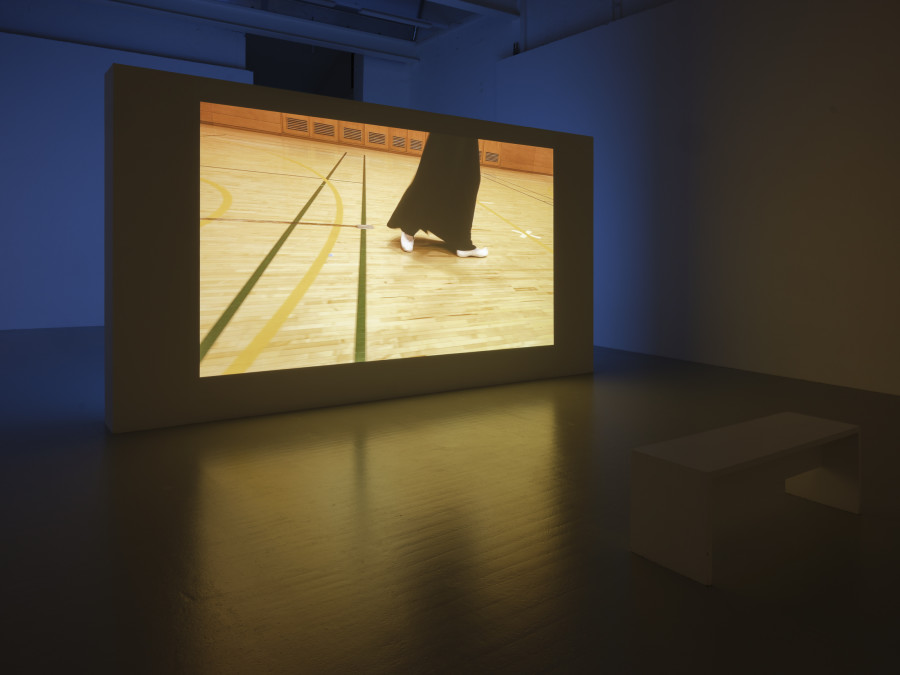 Hwayeon Nam, Against waves, 2019, video 14’53’’, exhibition view at CAN Centre d’art Neuchâtel, 2025. Photography: Sebastian Verdon. Courtesy: All images courtesy of Hwayeon Nam and CAN Centre d’art Neuchâtel