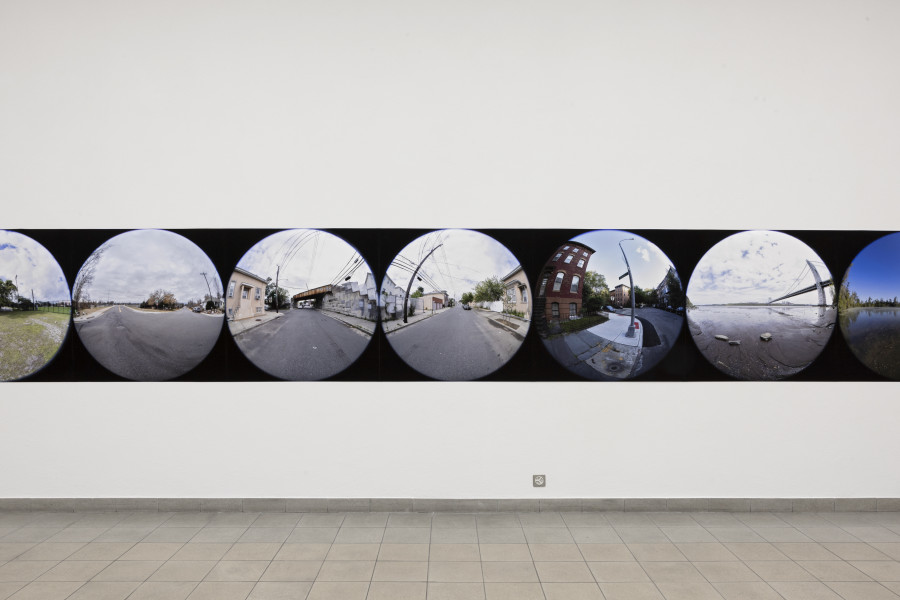 Emanuel Rossetti, Walks, detail, 2024. UltraChrome HDR ink on Enhanced Matte paper, mounted on linen, 110 x 1650 cm. Emanuel Rossetti, Stimmung, installation view, Kunsthaus Glarus, 2024. Photo: Gina Folly. Courtesy of the artist, Karma International, Zurich and Jan Kaps, Cologne.