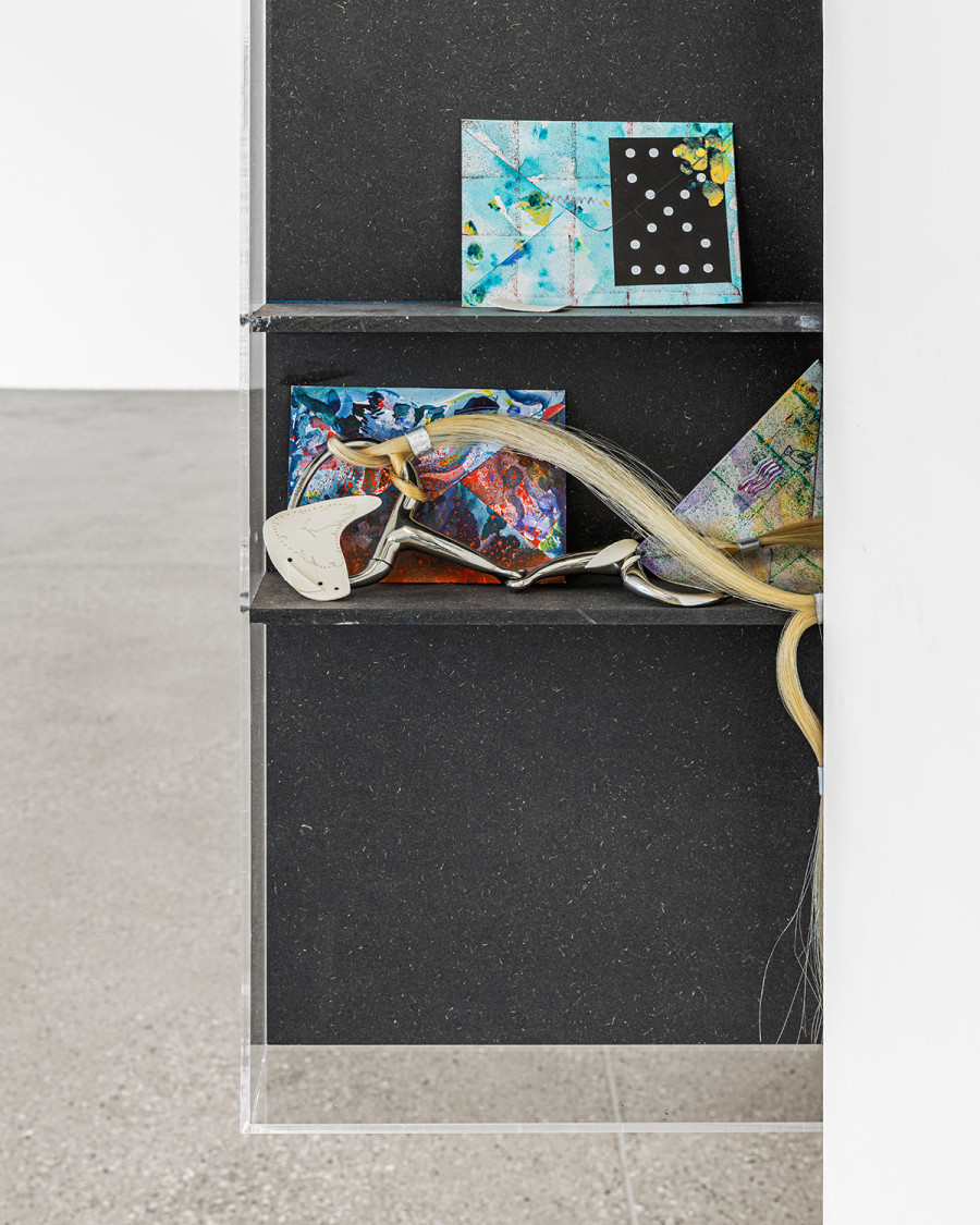 Exhibition view « Version Cue », Niels Trannois, The late bird show (the great escape), 2024, detail, CALM – Centre d’Art La Meute, Lausanne, Switzerland, 2025 / Photo: Théo Dufloo / Courtesy of the artist.