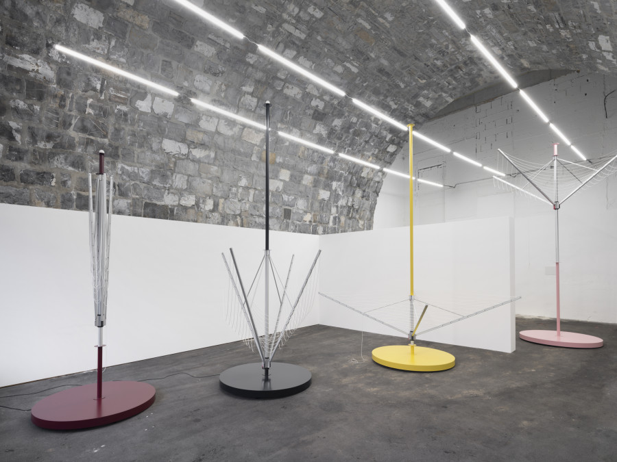 Installation view, Judith Kakon, Violets, lilacs, iodine, and violence, Tunnel Tunnel, Lausanne, 2025-2026. Photo credit: Julien Gremaud