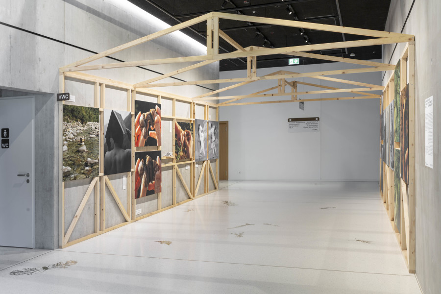 Installation view, Sabine Hess & Nicolas Polli, One Bed, Two Blankets, Seventy-Six Rules, Maison de l'enfance et de l'adolescence, Centre de la photographie Genève, 2025. Photo credit: Aix Golay