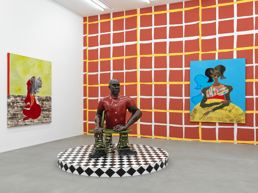 Installation view, Tschabalala Self, Spaces and Places, Galerie Eva Presenhuber, Zurich, Maag Areal, 2023. Courtesy the artist and Galerie Eva Presenhuber, Zurich / Vienna Photo: Stefan Altenburger Photography, Zürich