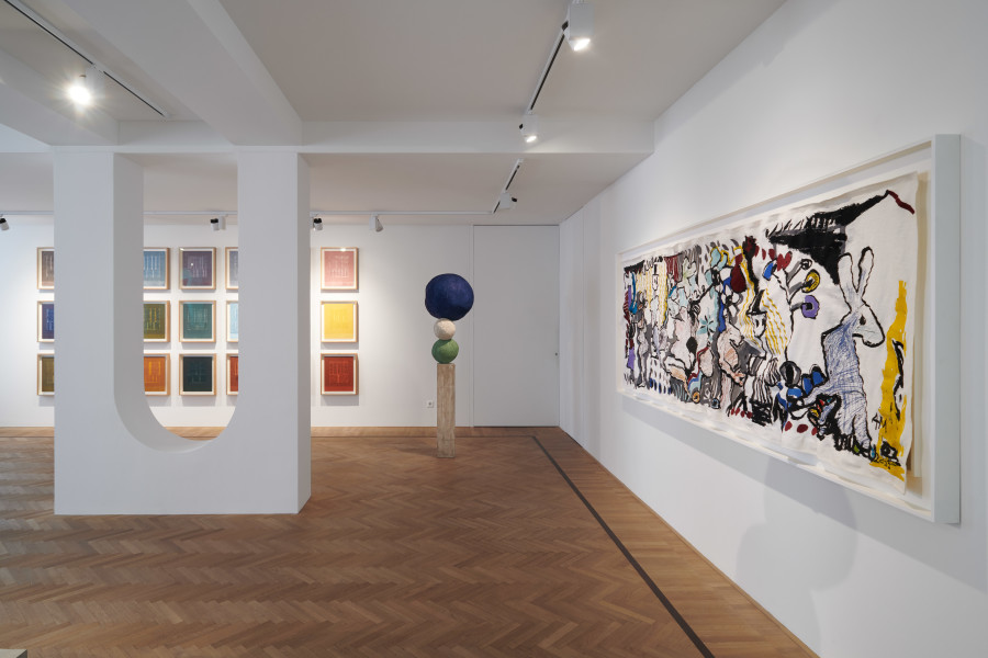 Installation shots of "After the storm" with works by Idris Khan and Annie Morris exhibited at Galerie Fabian Lang, Zurich, (9 June 2023 - 29 July 2023). Credit: Courtesy of artists and Galerie Fabian Lang. Copyright: © Fabian Lang