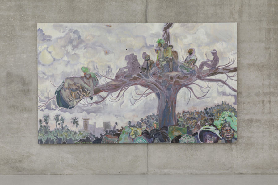 Michael Armitage, The Fourth Estate, 2017, Installation view first floor Kunsthaus Bregenz, 2023. Photo: Markus Tretter. Courtesy of the artist and The Joyner/Giuffrida Collection. © Michael Armitage, Kunsthaus Bregenz