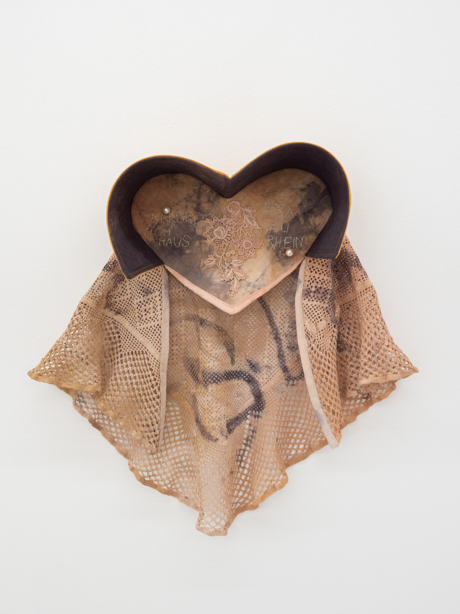 Margret vom Haus und Elsa zu Rhein, Anna Reutinger with Stefanie Albrecht, Second hand linen, cotton, iron, tannic acid, onion skins, madder, alder buckthorn, Variable dimensions