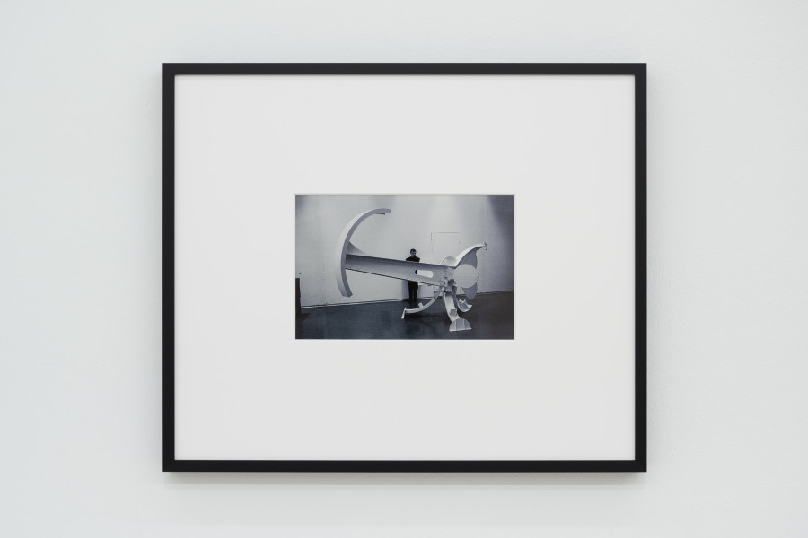 View of Untitled (Bernhard Luginbühl at Kunstmuseum Luzern) 1967, Inkjet print on paper, 2026, 32 x 38 cm, framed, at Ausstellungsraum Klingental, Basel, 2026 / Photo: Finn Curry / © Maria Netter, SIK- ISEA (Zürich); Courtesy: Fotostiftung Schweiz, Diogo Pinto