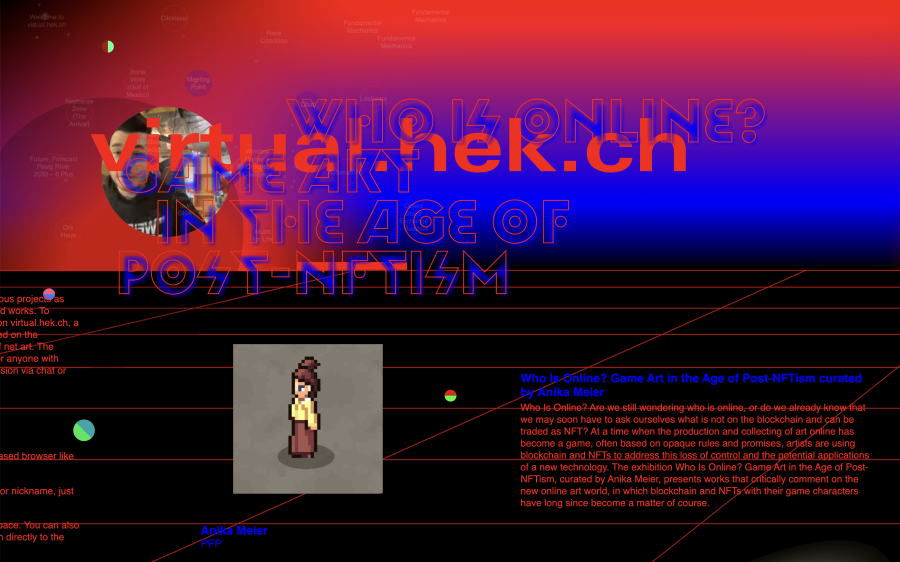 Virtula.hek.ch - Who is Online? Game Art in the Age of Post-NFTism - Vernissage Launch, 2023, HEK, Foto: HEK