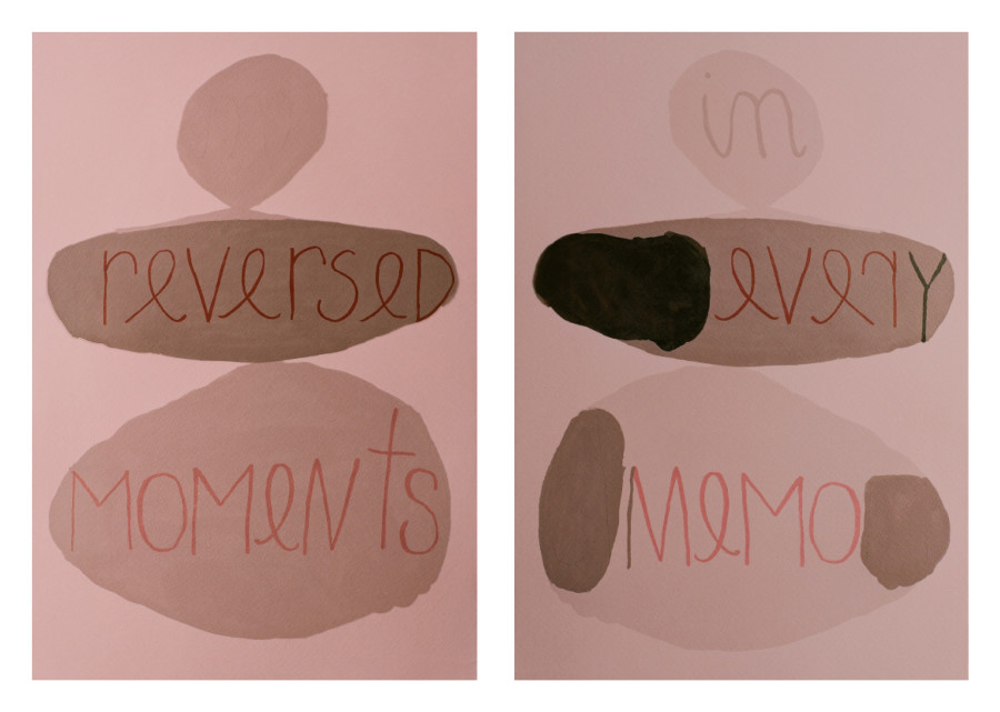 Katja Mater, Reversed Moments / In Every Memo, 2021, 2 C-prints framed double sided, custom made frame, 33 x 24.3 cm, Ed. 1/3 (+ 1 AP)