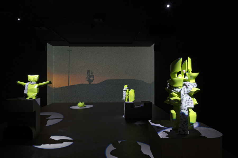 Fritz & Virginie Sistek, Priscilla Predator: geboren, leben, sterben, 2025, an automated theater play, 32 minutes, For, Basel. Photography: Gina Folly. Copyright and courtesy of the artists and For, Basel