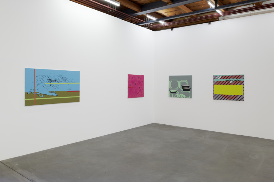 Exhibition view, Andreas Hochuli, The Year of the Babyshit Brown SUV, 2023. Photo : Guillaume Python. Courtesy of Kunsthalle Friart Fribourg and the artist