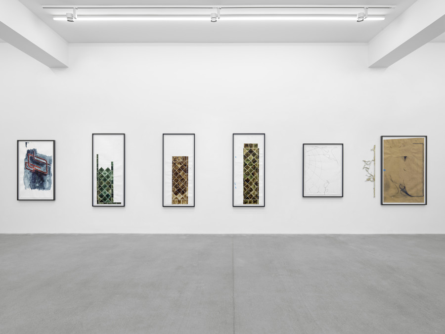 Installation view, Matias Faldbakken, Abstracts and Pewter Abstracts, Galerie Eva Presenhuber, Waldmannstrasse, Zurich, 2025. © Matias Faldbakken. Courtesy the artist and Galerie Eva Presenhuber, Zurich / Vienna. Photo: Stefan Altenburger Photography, Zürich
