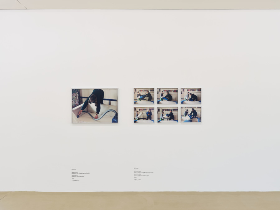 Quasitutto, Series of works, Gina Folly, « Gina Folly. Autofokus », exhibition view at Kunstmuseum Basel | Gegenwart, 2023, C-print, framed, Picture: 80 x 60 cm; Picture: 60 x 80 cm; Picture: 27.5 x 36 cm, © by the artist / the artist, Gina Folly, 2023, Photo: Emanuel Rossetti.