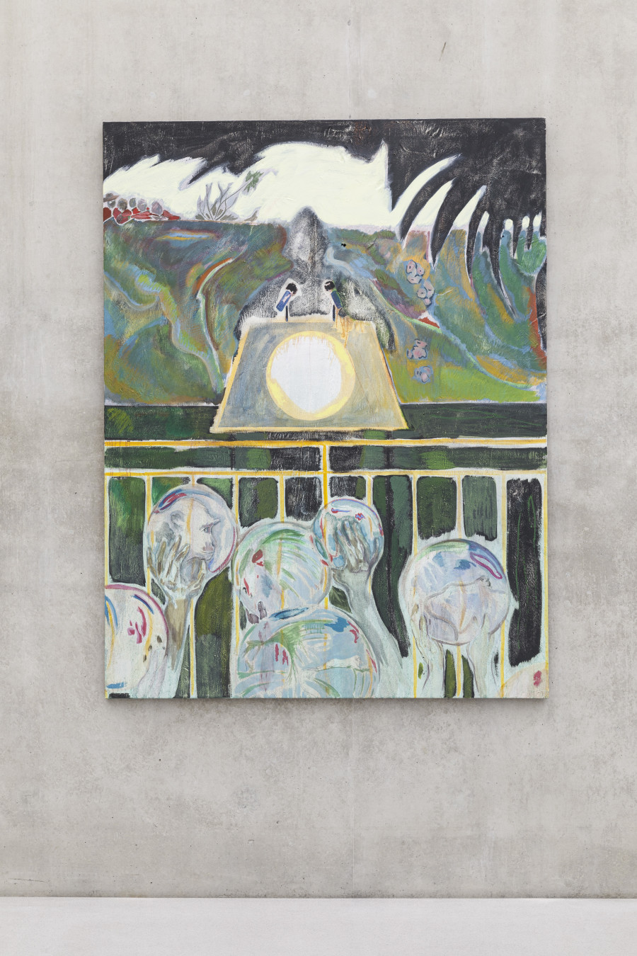 Michael Armitage, And so it is, 2015, Installation view first floor Kunsthaus Bregenz, 2023. Photo: Markus Tretter. Courtesy of the artist and KADIST Collection. © Michael Armitage, Kunsthaus Bregenz