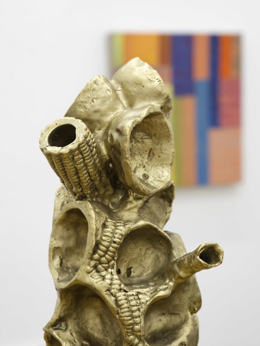 Diambe, Honeycomb V (Colméia V), 2025, detail, in: Diambe, Bees beings beans, Kunsthalle Basel, 2026, photo: Philipp Hänger / Kunsthalle Basel
