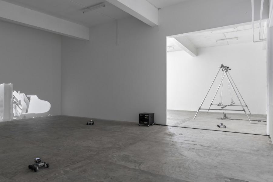 Installation view, alfatih, Looking Good as the World Falls Apart, CIRCUIT, Centre d’Art Contemporain, Lausanne, 2025. Photographer: Aude Mayer. © the artists, Aude Mayer, CIRCUIT Centre d’art contemporain Lausanne