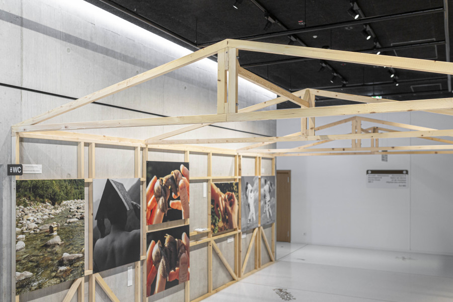 Installation view, Sabine Hess & Nicolas Polli, One Bed, Two Blankets, Seventy-Six Rules, Maison de l'enfance et de l'adolescence, Centre de la photographie Genève, 2025. Photo credit: Aix Golay