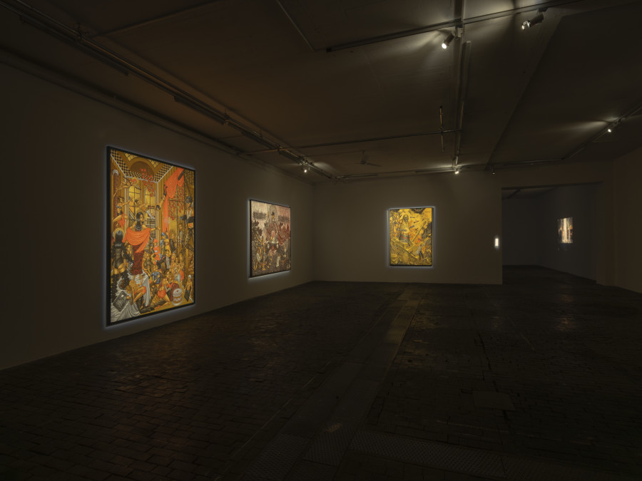 Exhibition view of Re/member Your House with the project the AfroGreeks by Døcumatism and a solo show by Menelaos Karamaghiolis at Centre d’Art Contemporain Genève (November 1st‒December 23, 2023). © Centre d’Art Contemporain Genève. Photo: Julien Gremaud