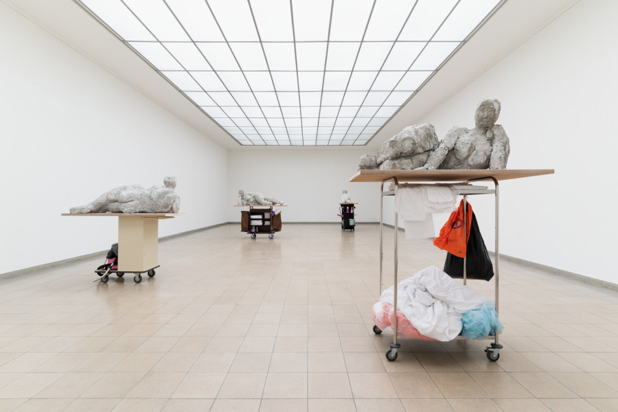 Nicole Wermers, Reclining Fanmail, exhibition view, Kunsthaus Glarus 2022. Photo: Gunnar Meier
