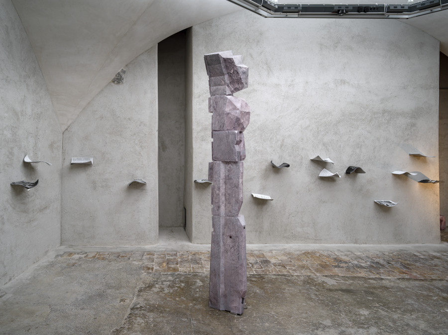 Exhibition view Ceylan Öztrük «Pink Tabula Rasa», Cabaret Voltaire 2023; Ceylan Öztrük, Phantasm Manifesto: 5 Pieces, 2023; Ceylan Öztrük, Choreographed Manifestos, 2023. Photo: Cedric Mussano.