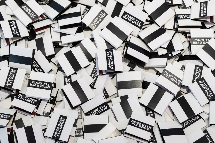 Marlene McCarthy, Hearth (Pit Stop) (detail), 1992 / 2023, ca. 10’000 Printed Matchbooks, dimensions variable. Photo: Kilian Bannwart