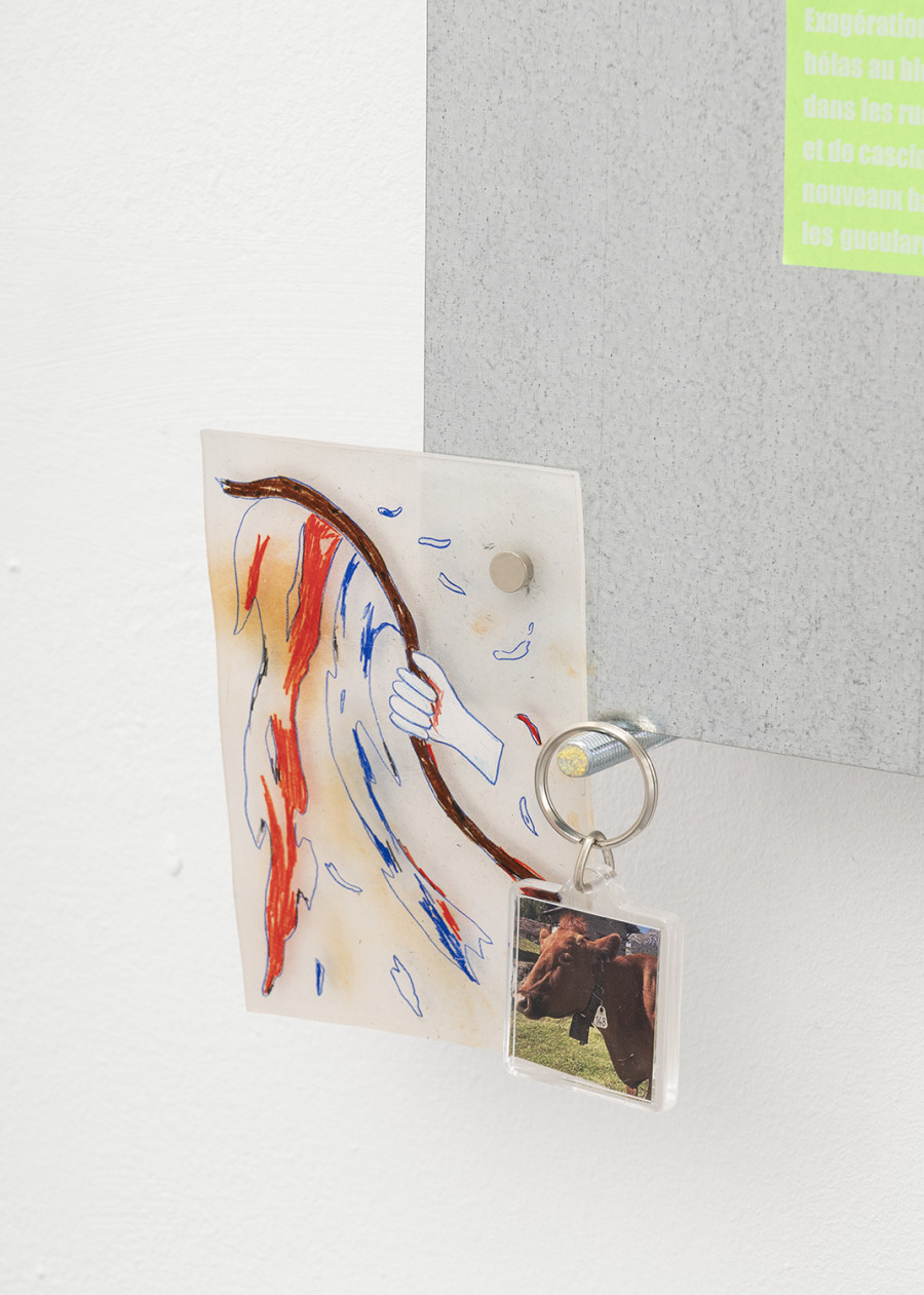 Detail of Rebecca Solari, Manda giù, 2025. Steel, drawings, text, 6 x A4, Ph by Riccardo Giancola. Images courtesy of artists and La Rada, Photography by Riccardo Giancola (@riccardo_giancola) and Emanuele Finardi (@e.m.hey)