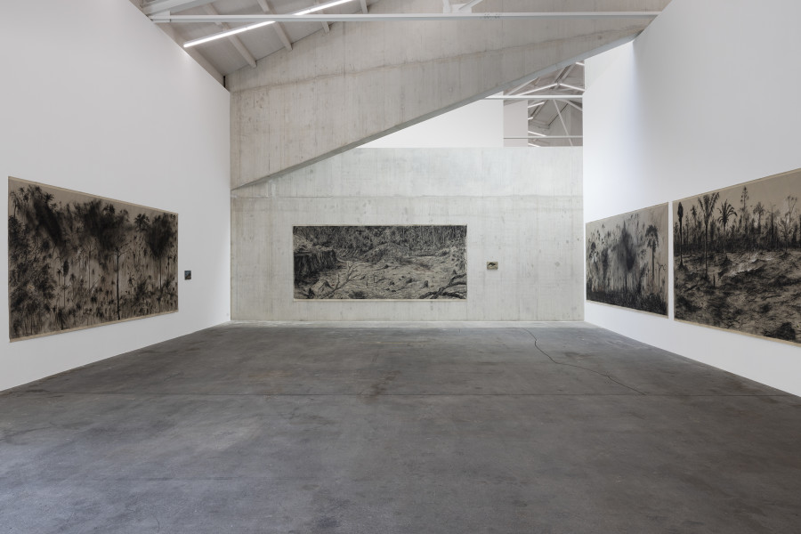 Nohemí Pérez, Bosque No. 1; Bosque No. 5; Bosque No. 3, 2021. Courtesy of the artist and Galería Elba Benítez. Ausstellungsansicht / Installation view Kunsthaus Baselland 2025. Foto / Photo: Gina Folly