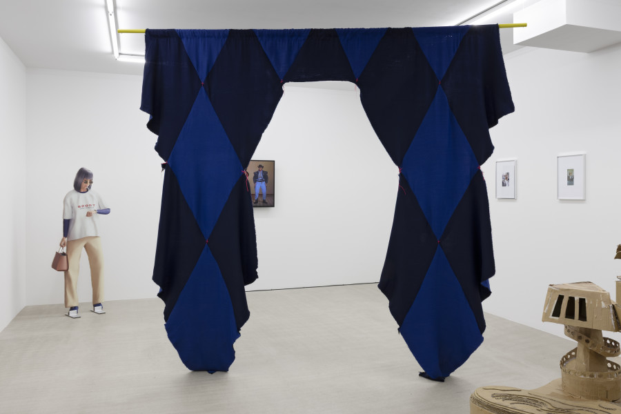 Melanie Jame Wolf, Threshold II (finite jest), 2025, fabric, wood, embroidery cotton, 300 × 380 cm. Photography: Gina Folly / all images copyright and courtesy of the artists and For, Basel