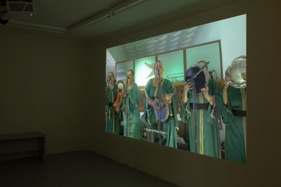 Exhibition view, Above A Cloud, Meriem Bennani, SALTS, 2024. Photo credit: Charles Benjamin