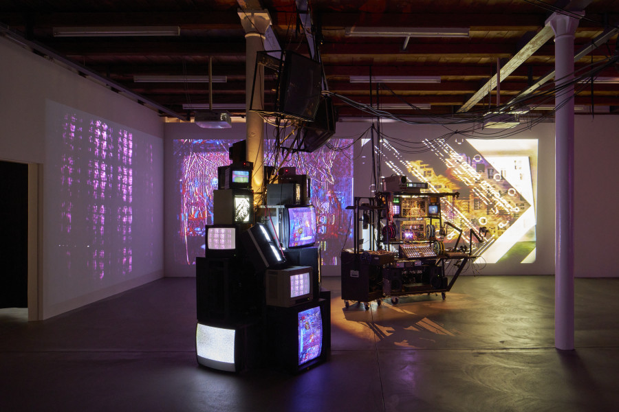 Exhibition view, [ a n y m a ] Michael Egger, Feedback Follies, Kunsthalle Friart Fribourg, 2024. Photo: Guillaume Python. Courtesy of the artist and Kunsthalle Friart Fribourg