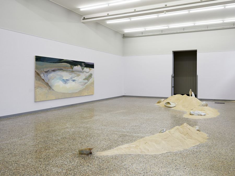 Ausstellungsansicht Dimitra Charamandas, Tides, Kunstmuseum Solothurn, 17.9.-31.12.23, Detail Auricufar wharfs und Cafdera, Heat, Foto: David Aebi