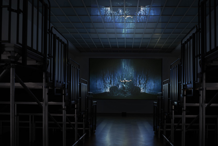 Valentin Noujaïm, La Défense Volume III – Demons to Diamonds, 2025, installation view, in: Valentin Noujaïm, PANTHEON, Kunsthalle Basel, 2025, photo: Philipp Hänger / Kunsthalle Basel