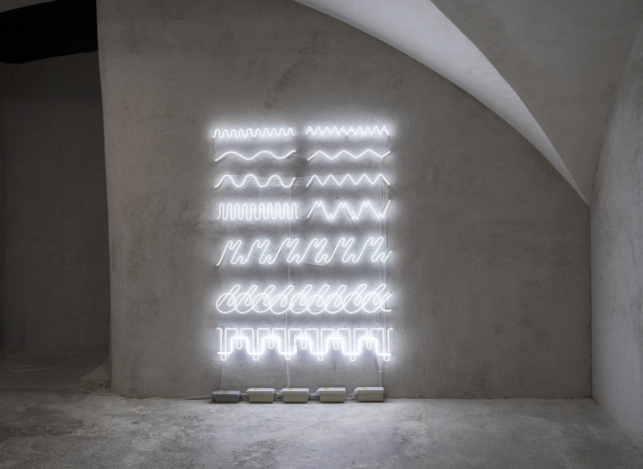 Exhibition view Sophie Taeuber-Arp / Mai-Thu Perret «Ich bin wü ü ü ü ü ü ü ü tend», Cabaret Voltaire 2022; Mai-Thu Perret, Untitled (Different Ways), 2022. Photo: Cedric Mussano