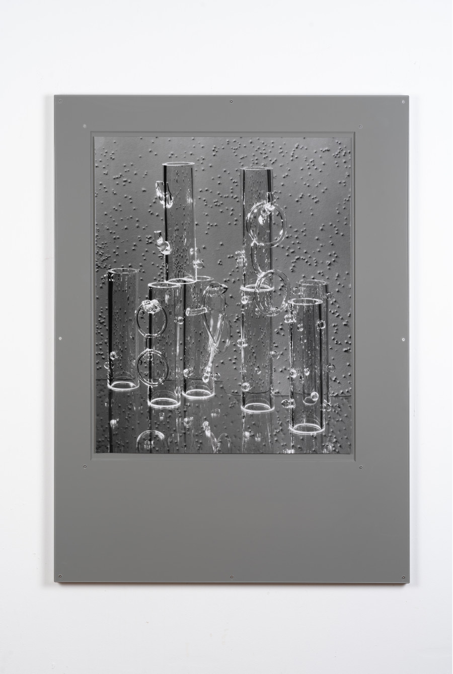 Stefan Burger, Brillengarderobe 1, 2025, Silver gelatin print, lacquered steel plate , acrylic glass, 137 x 100 cm