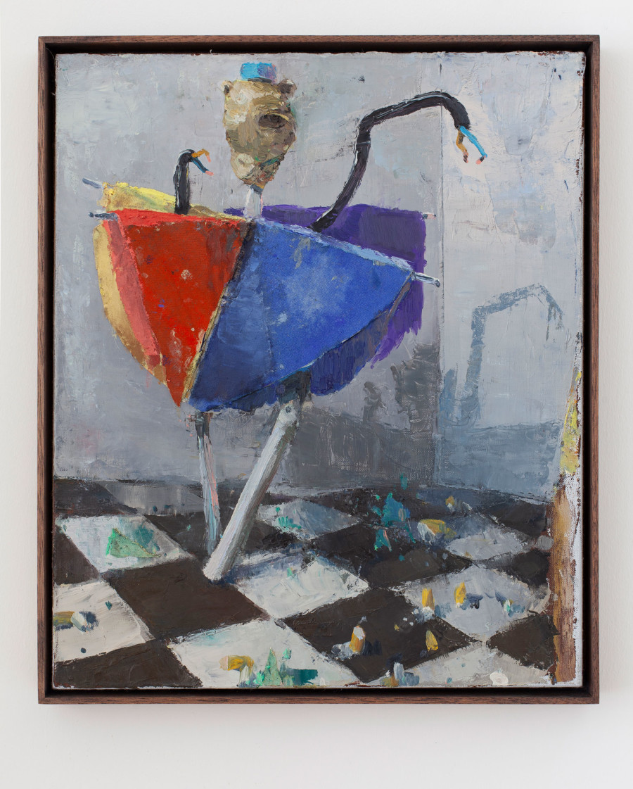 Fritz Bornstück – Die Tänzerin wird geleitet von ihren Schatten, 2018, oil on canvas, 60 x 50 cm, Courtesy of the artist and Herrmann Germann Conspirators, 202