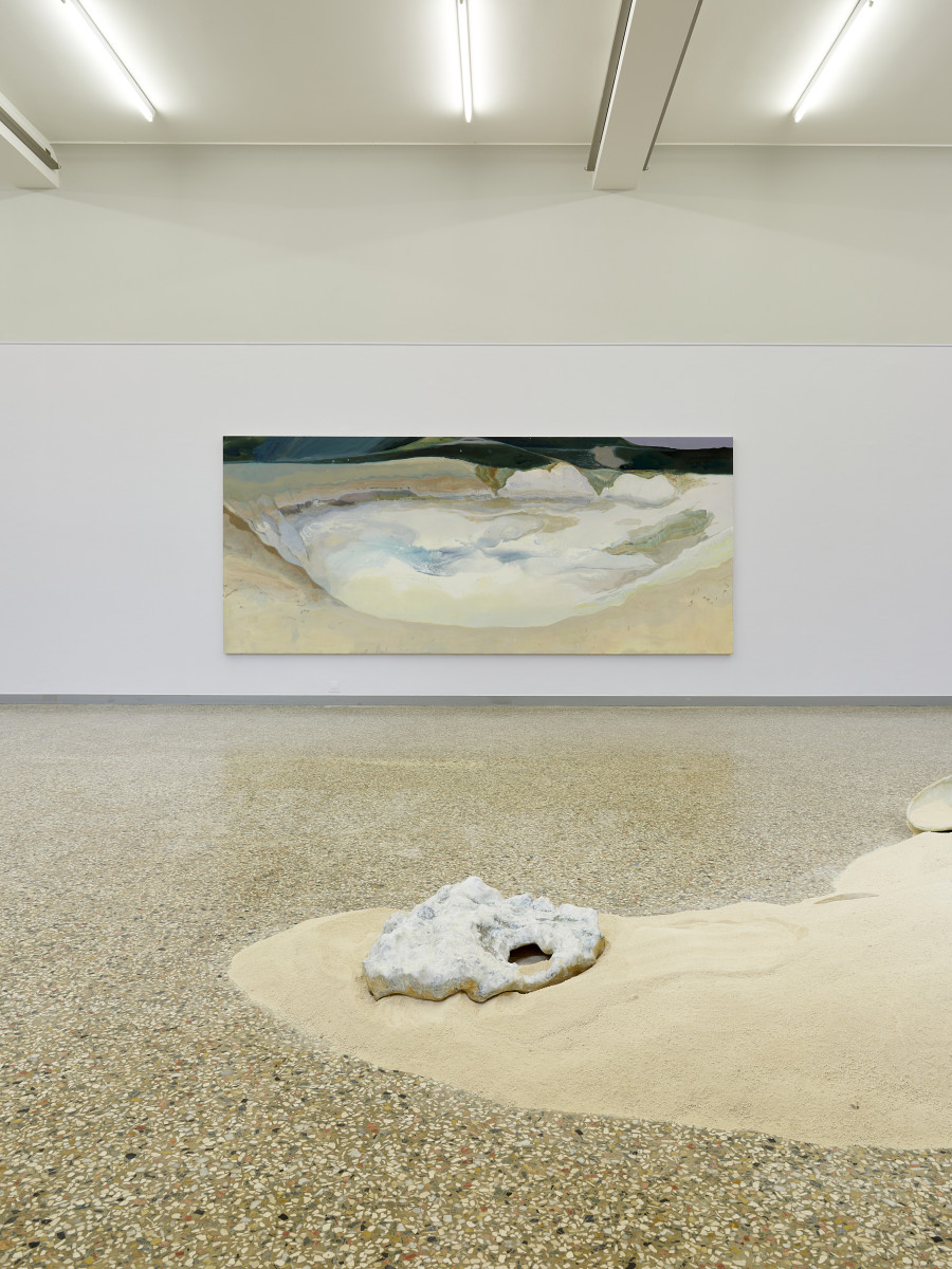 Ausstellungsansicht Dimitra Charamandas, Tides, Kunstmuseum Solothurn, 17.9.-31.12.23, Detail Auricufar wharfs und Cafdera, Heat, Foto: David Aebi