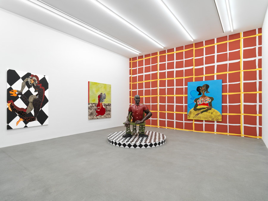 Installation view, Tschabalala Self, Spaces and Places, Galerie Eva Presenhuber, Zurich, Maag Areal, 2023. Courtesy the artist and Galerie Eva Presenhuber, Zurich / Vienna Photo: Stefan Altenburger Photography, Zürich