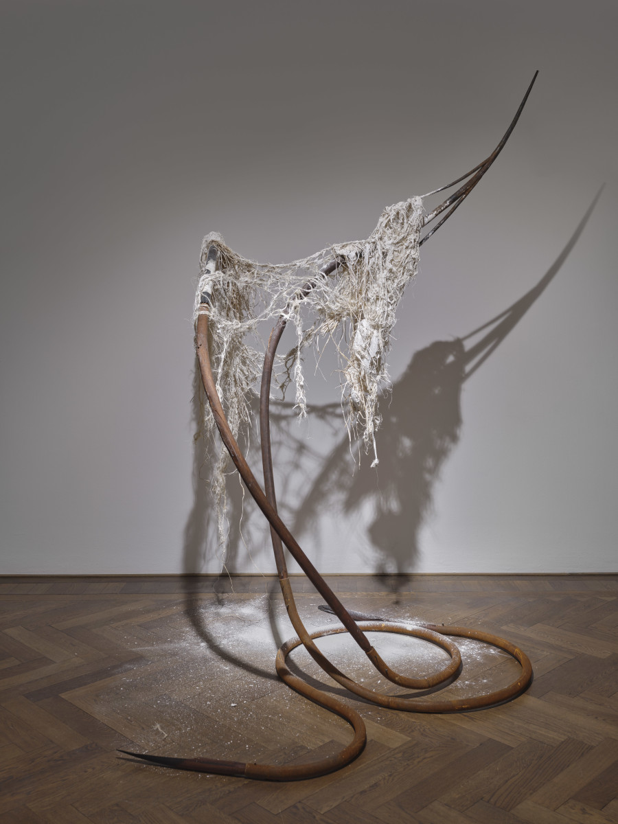 Dominique White, undefeated, 2026, installation view, in: Dominique White, All Great Powers Collapse from the Centre, Kunsthalle Basel, 2026, photo: Philipp Hänger / Kunsthalle Basel