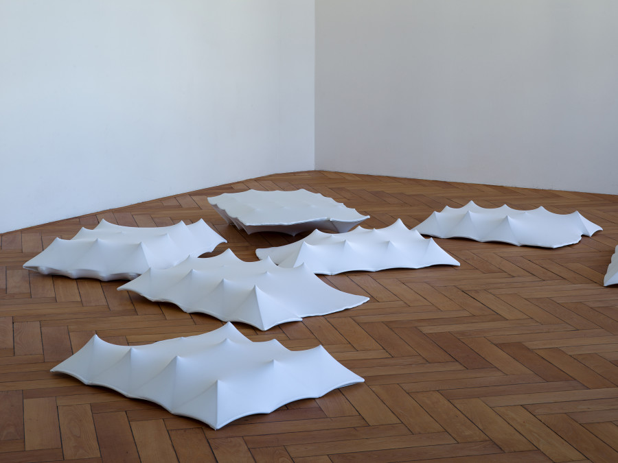 Nancy Lupo, Tom, 2021/26, spandex, bronze, aluminum, Stadtgalerie Bern, 2026. Photo: Cedric Mussano