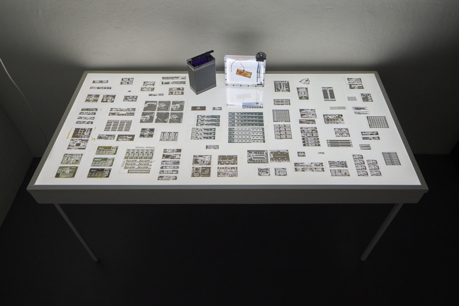 [ a n y m a ] Michael Egger, Transparent archives and printed circuits, 2005–2024. Photo: Guillaume Python. Courtesy of the artist and Kunsthalle Friart Fribourg
