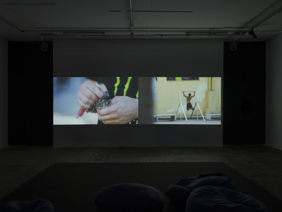 Exhibition view of Re/member Your House with the project the AfroGreeks by Døcumatism and a solo show by Menelaos Karamaghiolis at Centre d’Art Contemporain Genève (November 1st‒December 23, 2023). © Centre d’Art Contemporain Genève. Photo: Julien Gremaud