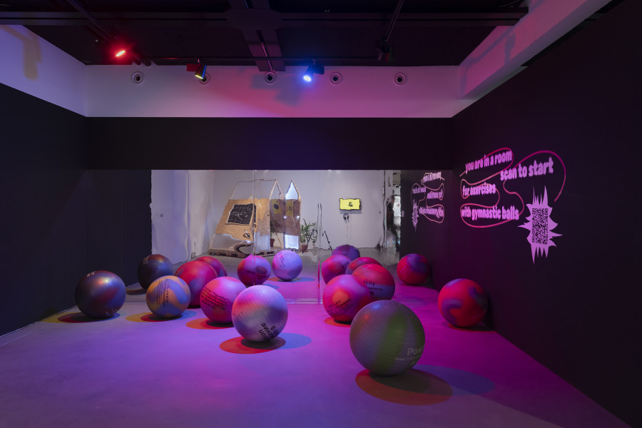 eeefff, Economic Orangery, 2021, exhibition view «Collective Worldbuilding – Art in the Metaverse», 2023, HEK, Photo: Franz Wamhof