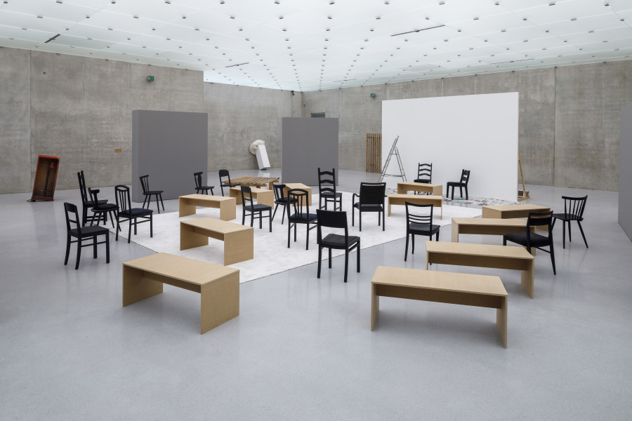 Valie Export, Oh Lord, Don't Let Them Drop That Atomic Bomb on Me, 2023, Installation view ground floor Kunsthaus Bregenz. Photo: Markus Tretter. Courtesy of the artist © Kunsthaus Bregenz, VALIE EXPORT / Bildrecht, Wien 2023